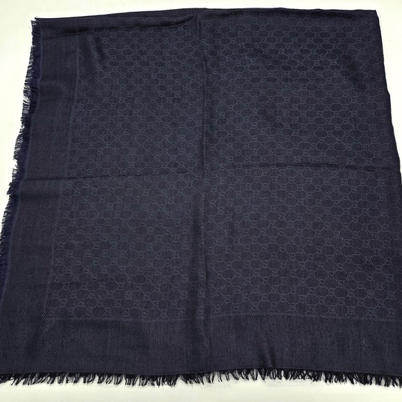 Gucci Navy Logo 56" Square Shawl Wrap - Picture 1 of 2